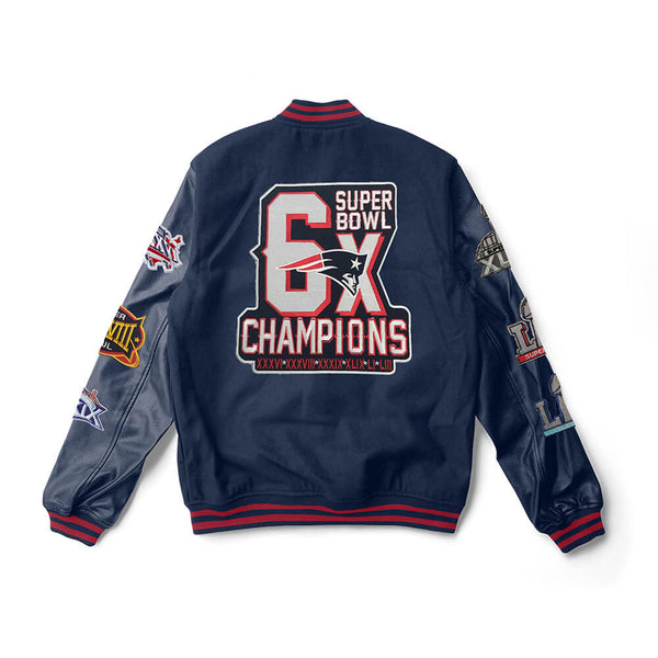 New England Patriots 3 Time Super Bowl Champion Varsity Jacket Limited Ed.  6XL