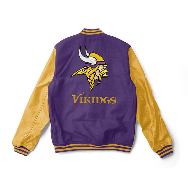 Wool/Leather Black and White Minnesota Vikings Varsity Jacket - Jackets  Expert