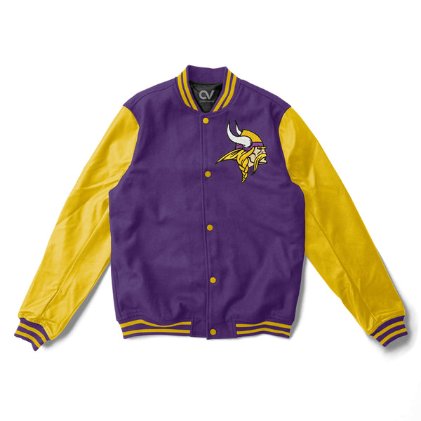 Wool/Leather Black and White Minnesota Vikings Varsity Jacket - Jackets  Expert