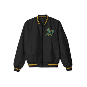 Oakland Athletics Black Bomber Jacket – Lightweight Outerwear with Classic Team Logo