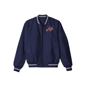 Atlanta Braves Navy Blue Bomber Jacket – Classic Lightweight Outerwear with Iconic Team Logo