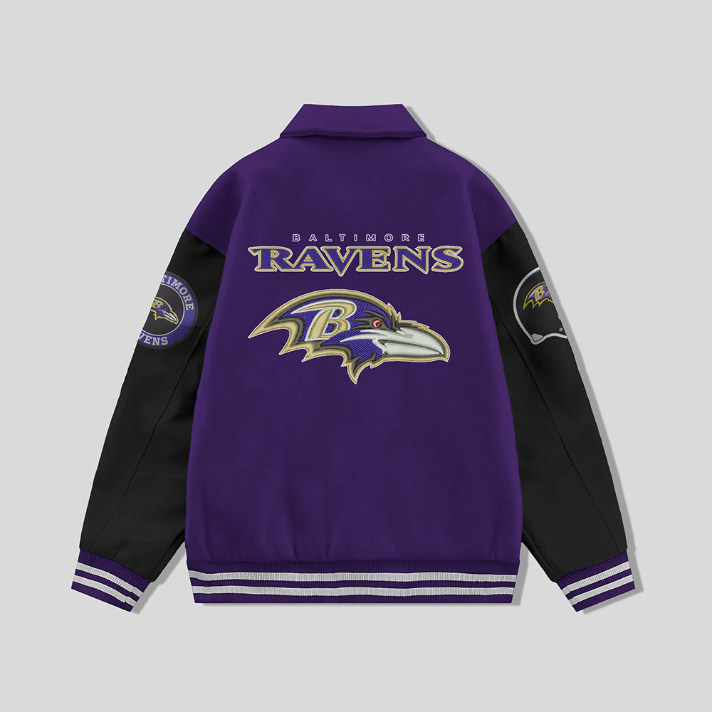 Baltimore Ravens Collared Varsity Jacket - NFL Letterman Jacket - Clubs Varsity