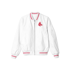 Boston Red Sox White Bomber Jacket – Classic Lightweight Outerwear with Iconic Team Logo