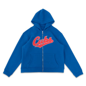 Chicago Cubs Wordmark Blue Full-Zip Hoodie
