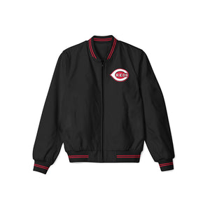 Cincinnati Reds Black Bomber Jacket – Lightweight Outerwear with Classic Team Logo