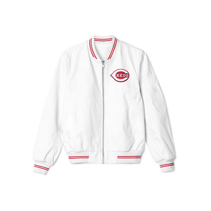 Cincinnati Reds White Bomber Jacket – Lightweight Outerwear with Classic Team Logo