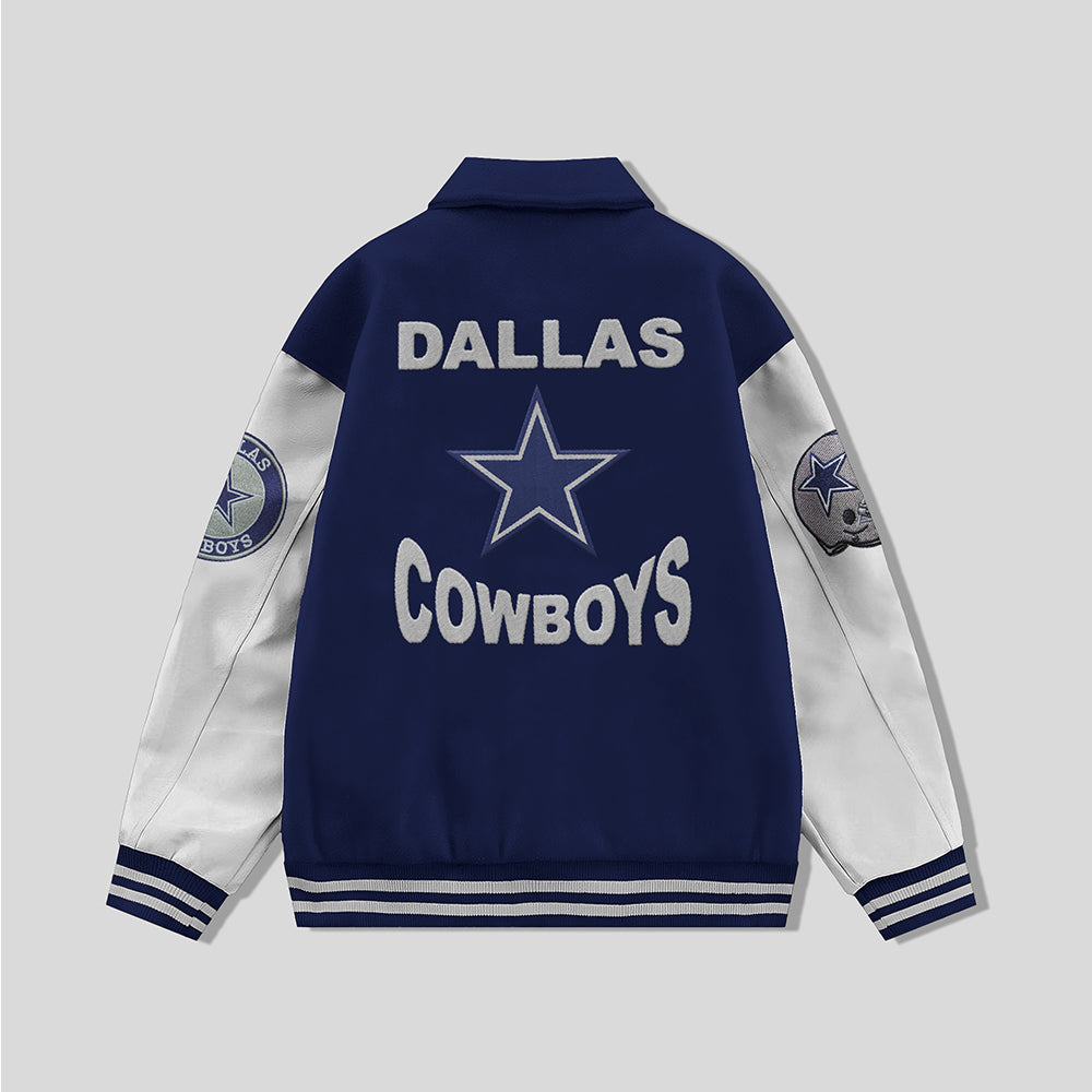Dalls Cowboys Collared Varsity Jacket - NFL Letterman Jacket - Clubs Varsity