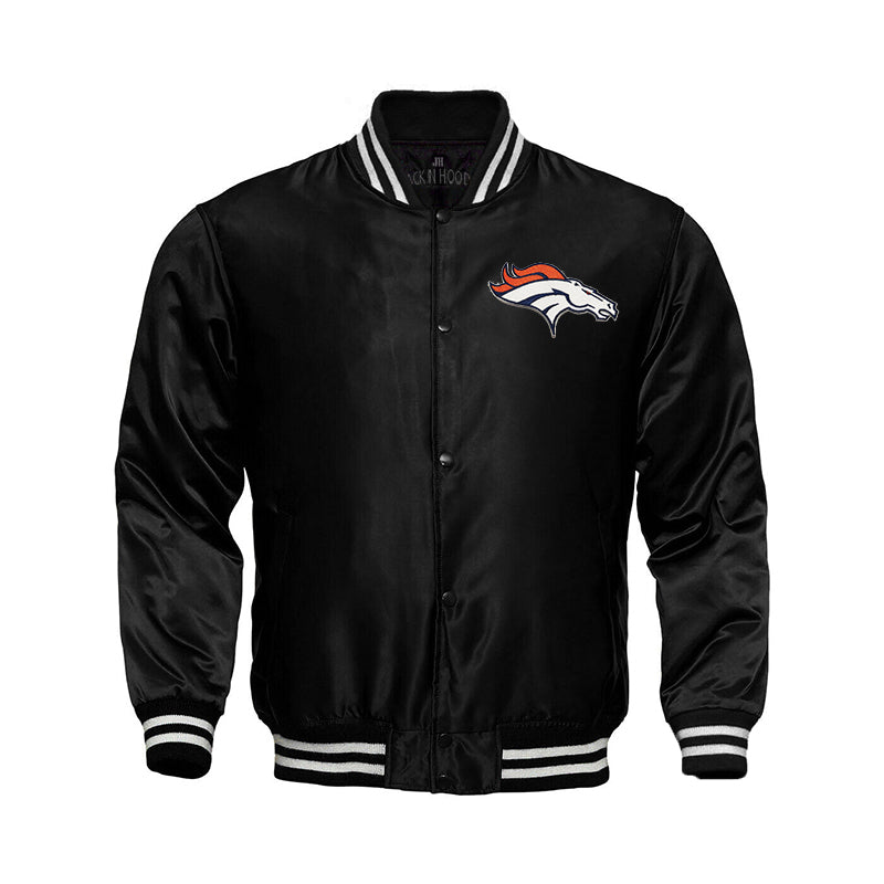 Denver Broncos Starter Locker Room Satin Varsity Full-Snap Jacket – Black