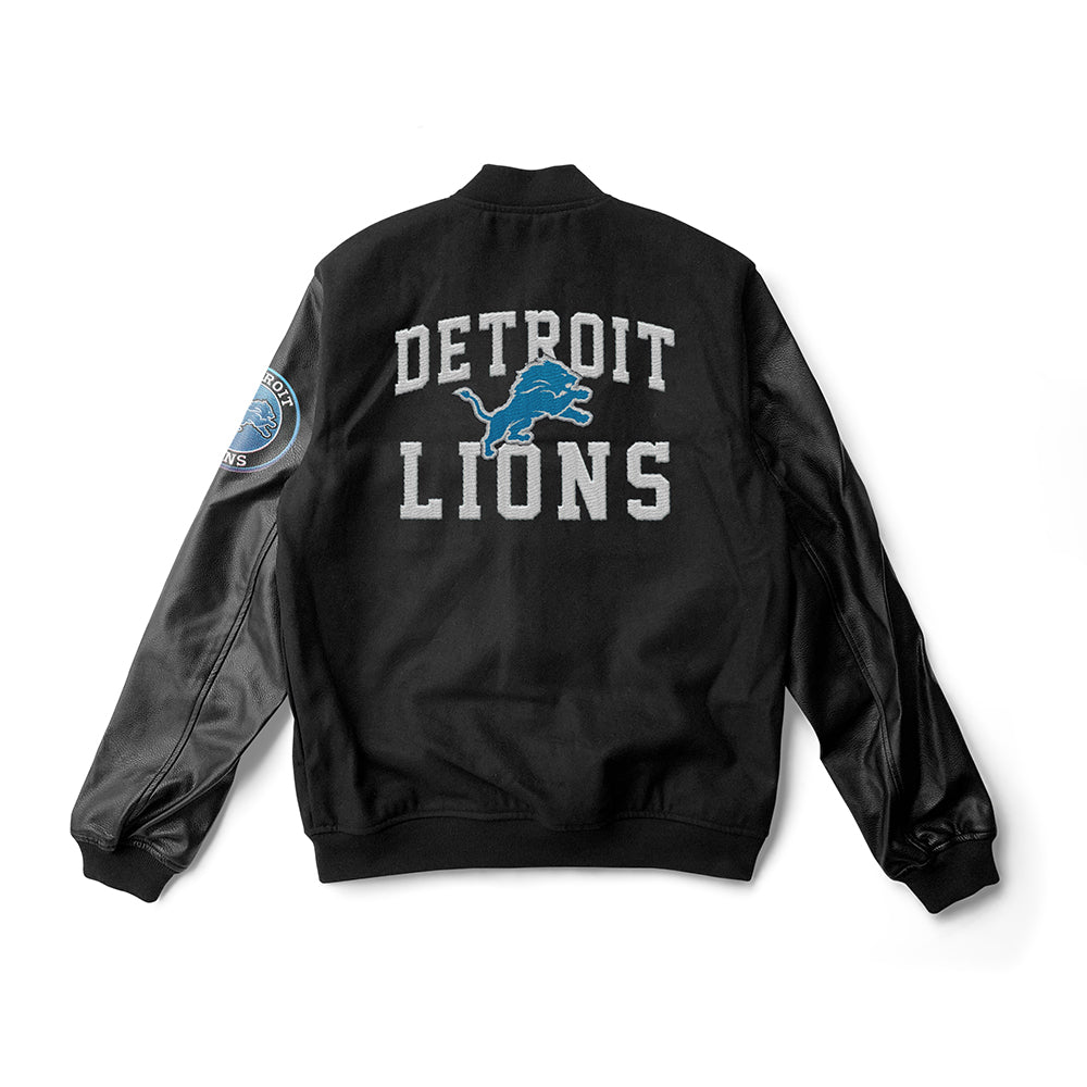 Detroit Lions Varsity Jacket Black - NFL Varsity Jacket - Clubs Varsity
