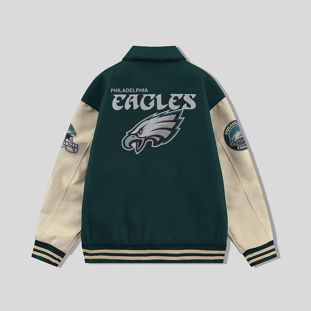 Philadelphia Eagles Collared Varsity Jacket - NFL Letterman Jacket - Clubs Varsity