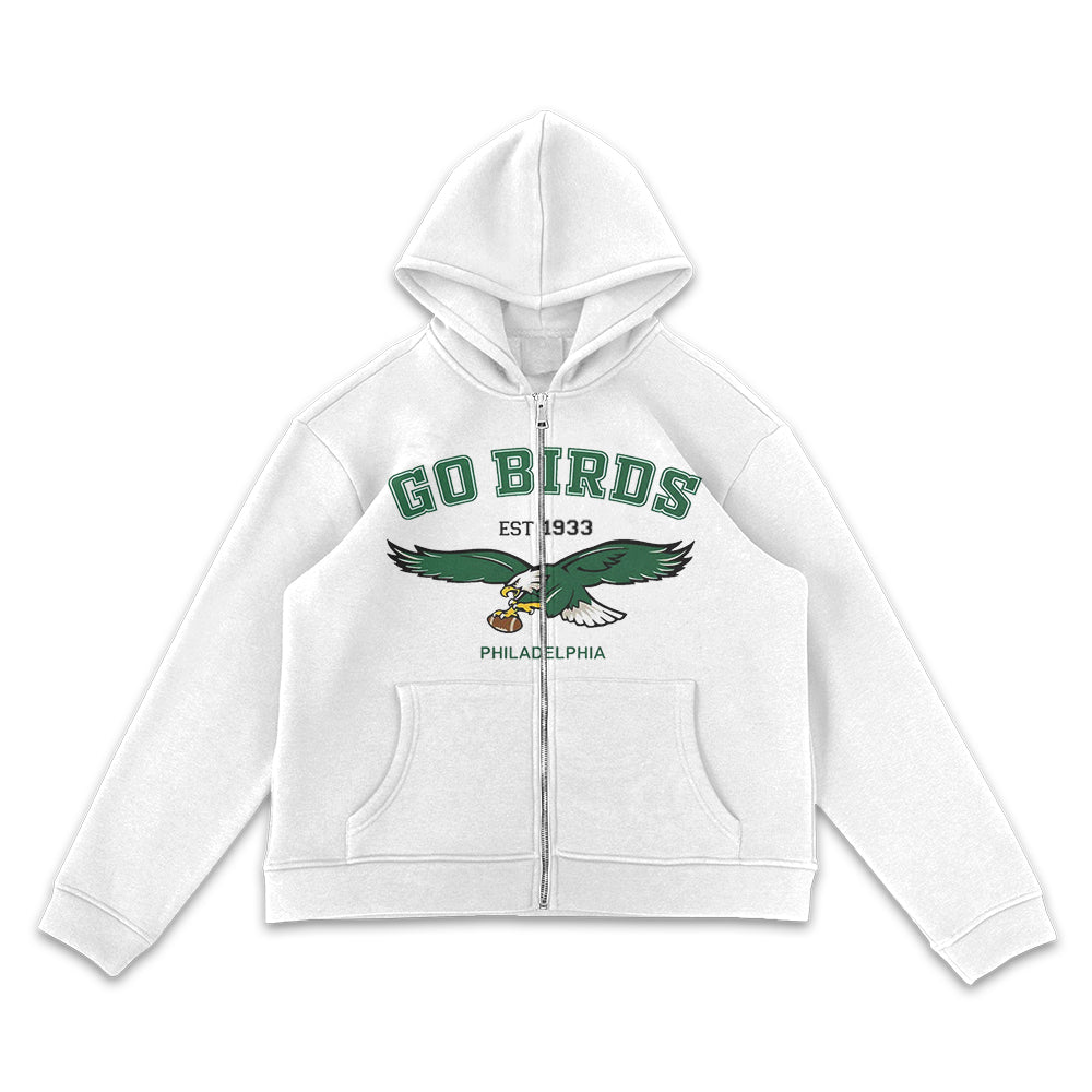 Philadelphia Eagles White Full-Zip Hoodie