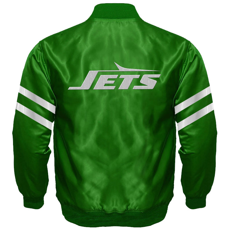 New York Jets Green Satin Full-Snap Varsity Jacket