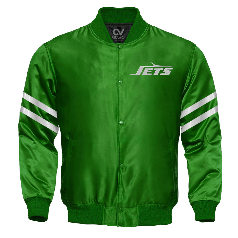 New York Jets Green Satin Full-Snap Varsity Jacket