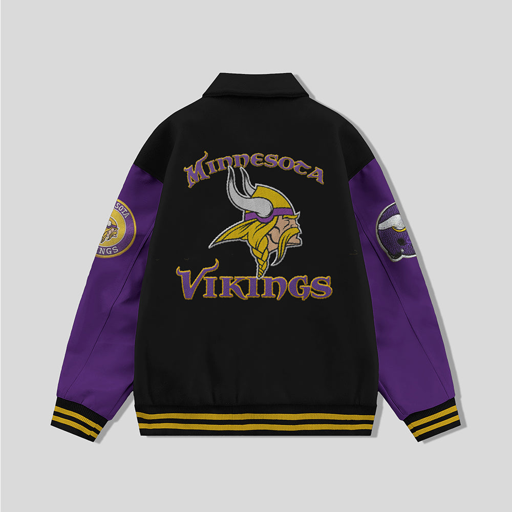 Minnesota Vikings Collared Varsity Jacket - NFL Letterman Jacket - Clu ...