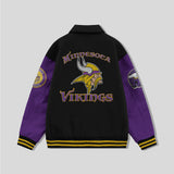Minnesota Vikings Collared Varsity Jacket - NFL Letterman Jacket - Clubs Varsity