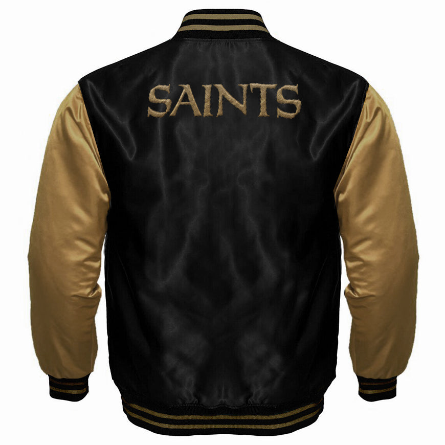New Orleans Saints Satin Varsity Full-Snap Jacket