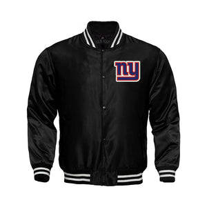 New York Giants Starter Locker Room Satin Varsity Full-Snap Jacket – Black