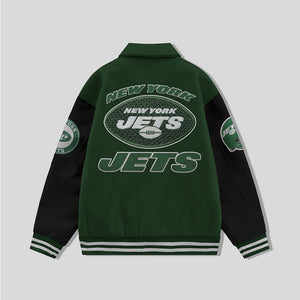 New York Jets Collared Varsity Jacket - NFL Letterman Jacket - Clubs Varsity
