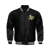 Oakland Athletics Starter Locker Room Satin Varsity Full-Snap Jacket – Black