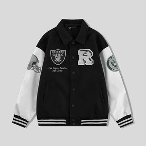 Las Vegas Raiders Collared Varsity Jacket - NFL Letterman Jacket - Clubs Varsity