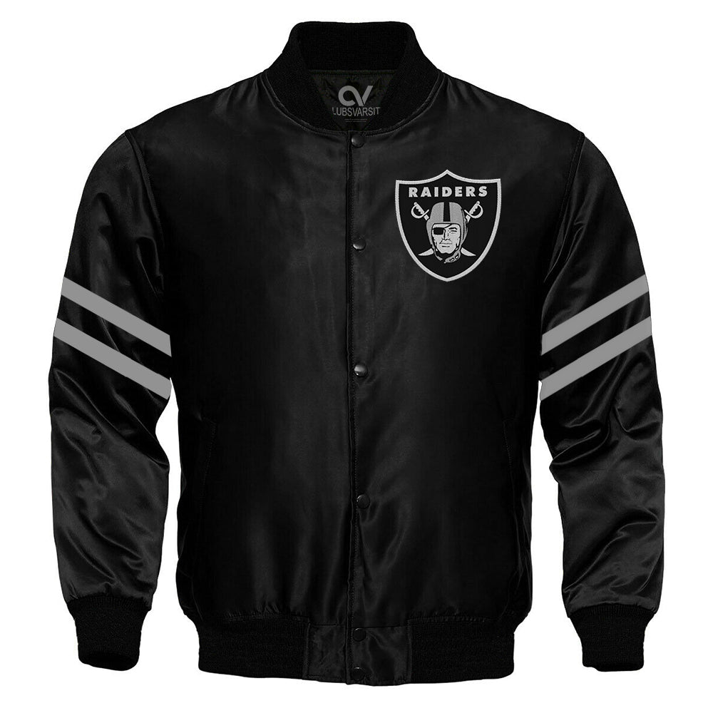 Oakland Las Vegas Raiders Black Satin Full-Snap Varsity Jacket