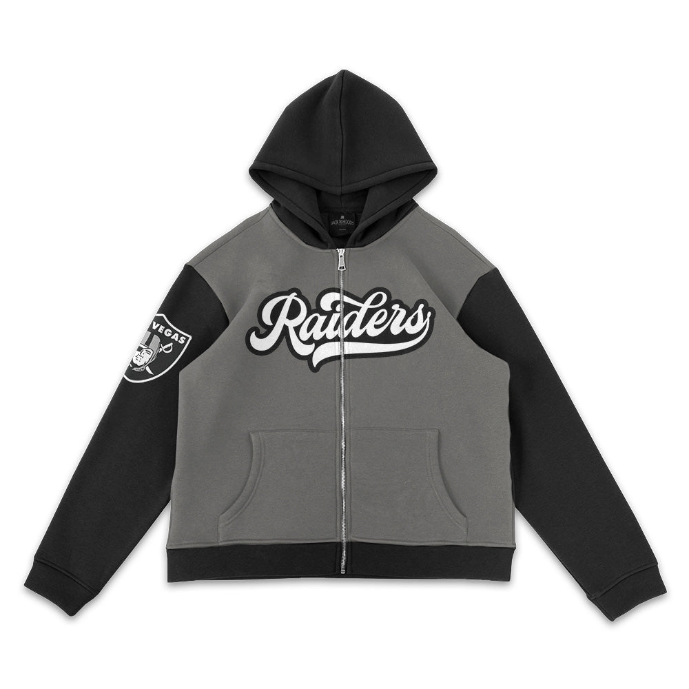 Las Vegas Raiders Gray & Black Full-Zip Hoodie