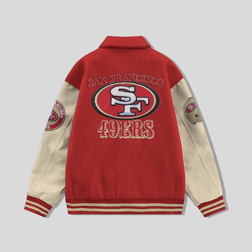 San Francisco 49ers Collared Varsity Jacket - NFL Letterman Jacket - Clubs Varsity