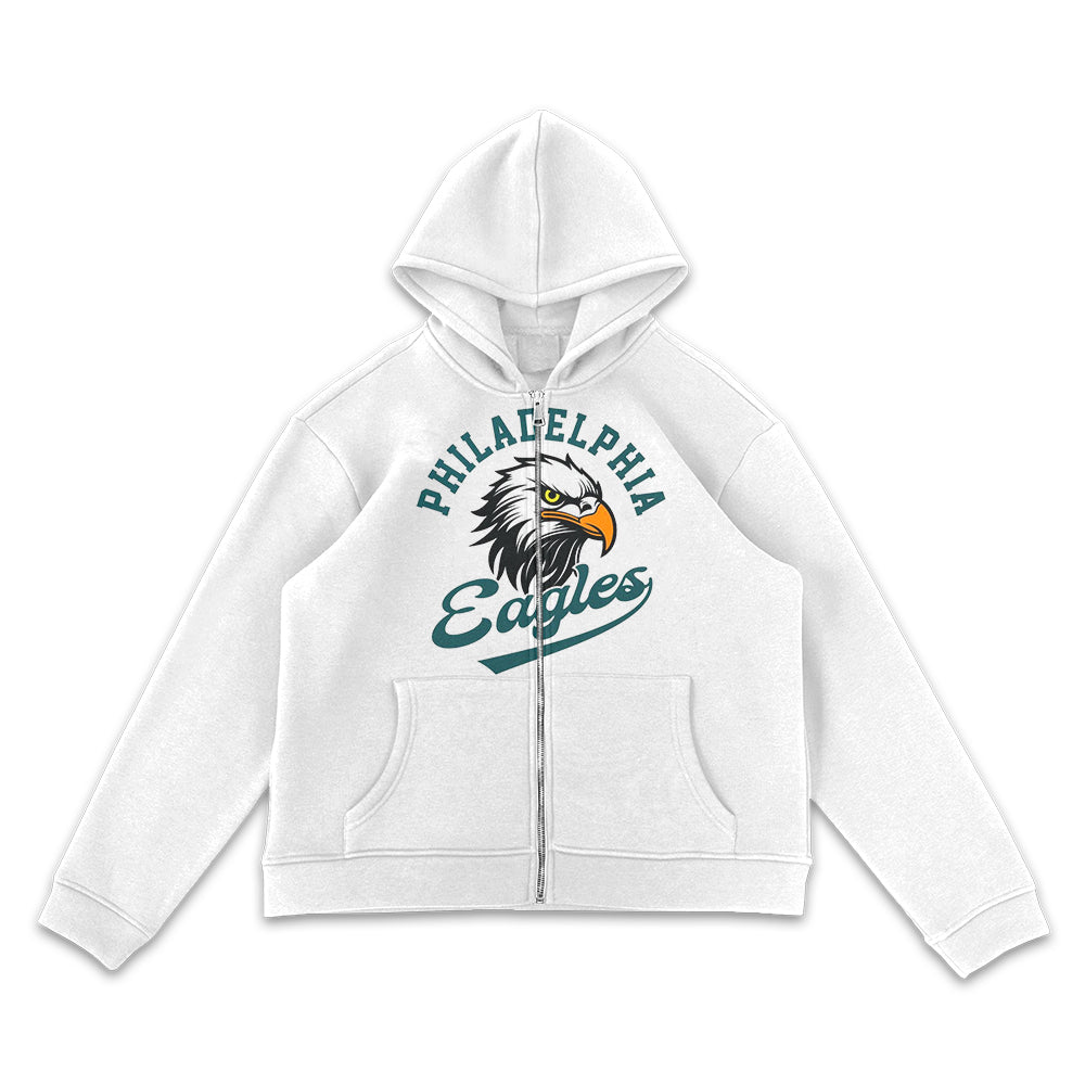 Philadelphia Eagles White Full-Zip Hoodie