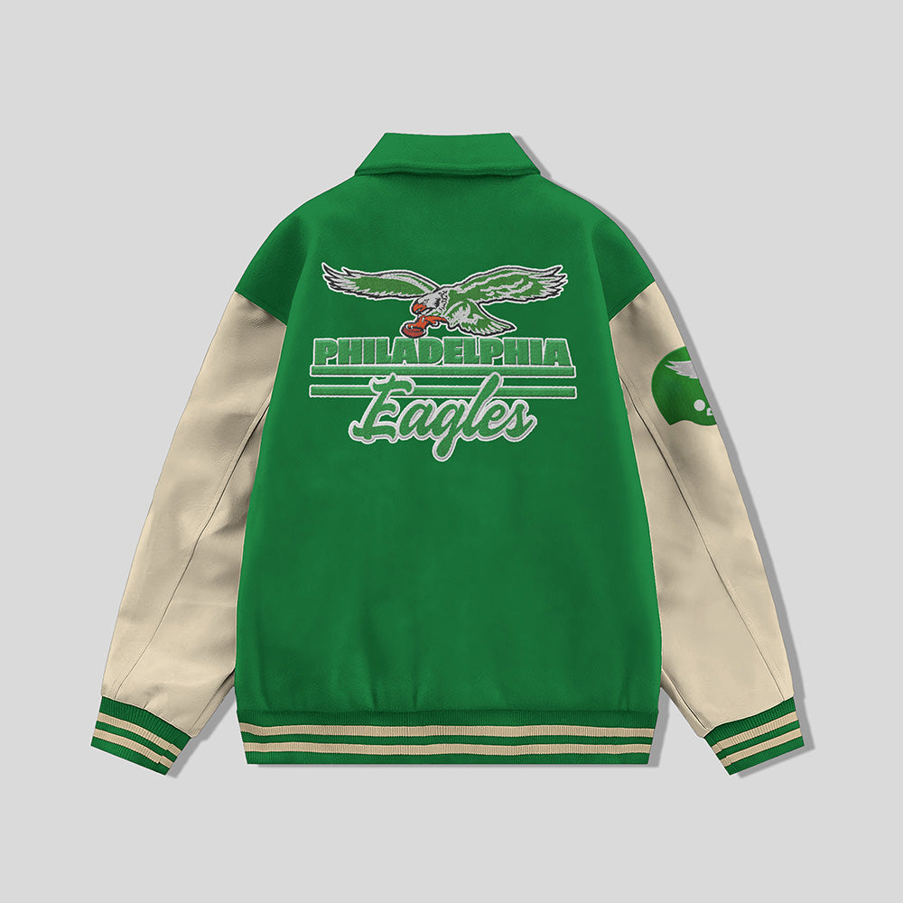 Philadelphia Eagles Collared Varsity Jacket - NFL Letterman Jacket - Clubs Varsity