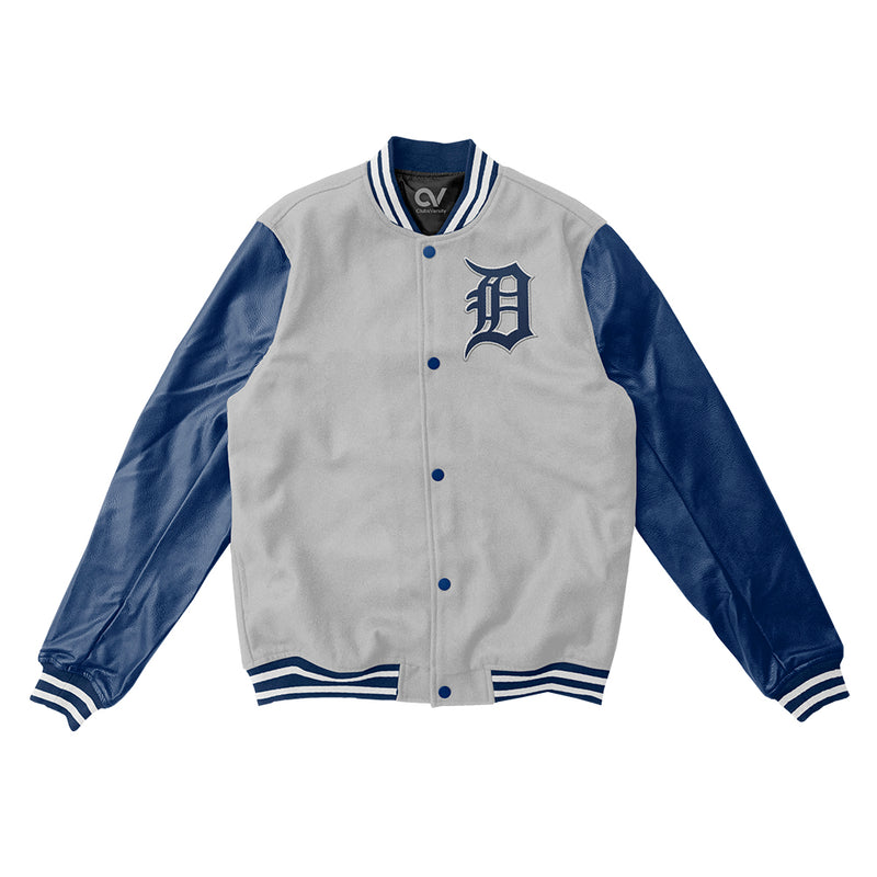 MLB Varsity Detroit Tigers Navy Blue and White Letterman Jacket - Jackets  Masters