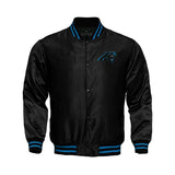 Carolina Panthers Starter Locker Room Satin Varsity Full-Snap Jacket – Black
