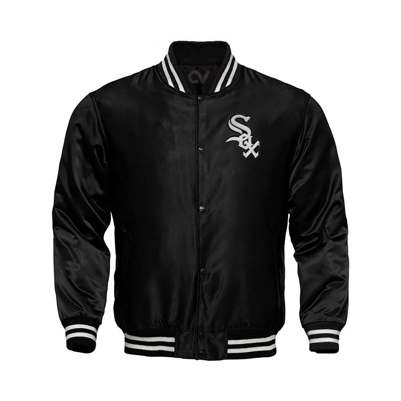 Chicago White Sox Starter Locker Room Satin Varsity Full-Snap Jacket – Black - Clubsvarsity