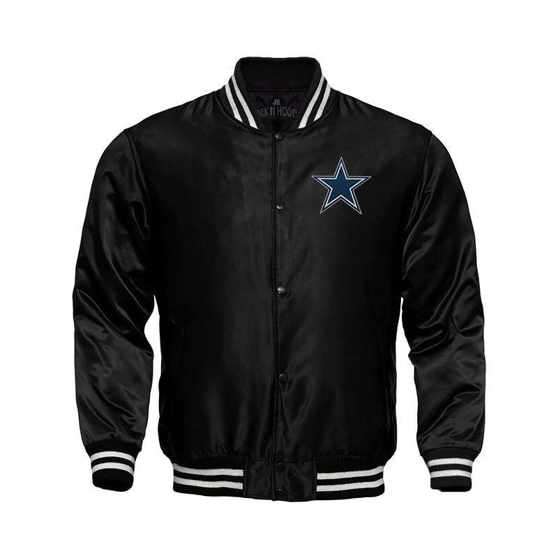 Dallas Cowboys Starter Locker Room Satin Varsity Full-Snap Jacket – Black