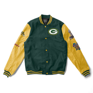Green Bay Packers Champions Varsity Jacket - 4x Champions - NFL Letterman Jacket - Clubs Varsity - Clubsvarsity
