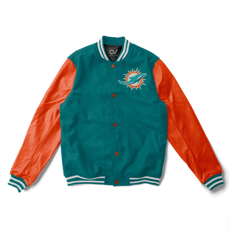 MIAMI DOLPHINS VTG COACH TEDDY BEAR LETTERMAN JACKET 14