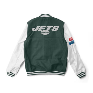 New York Jets Varsity Jacket -  Super Bowler - NFL Letterman Jacket - Jack N Hoods