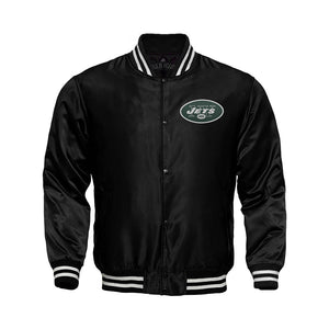 New York Jets Starter Locker Room Satin Varsity Full-Snap Jacket – Black