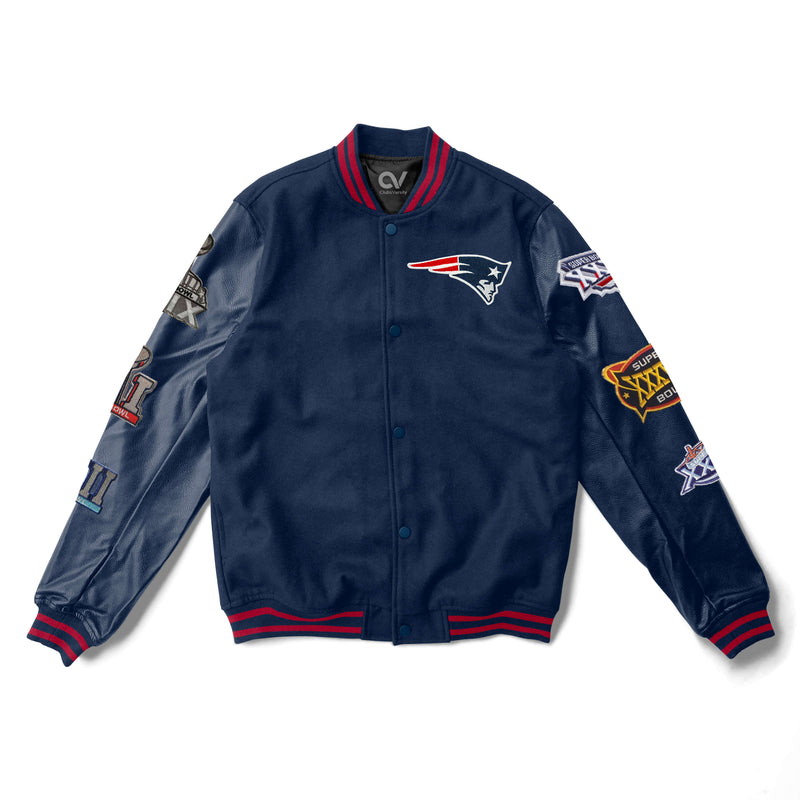 New England Patriots 3 Time Super Bowl Champion Varsity Jacket Limited Ed.  6XL