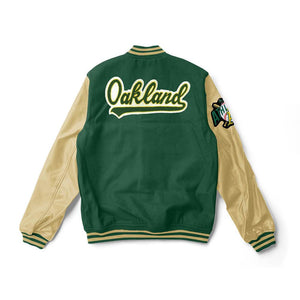 Oakland Athletics Cream Varsity Jacket - MLB Varsity Jacket - Clubs Varsity
