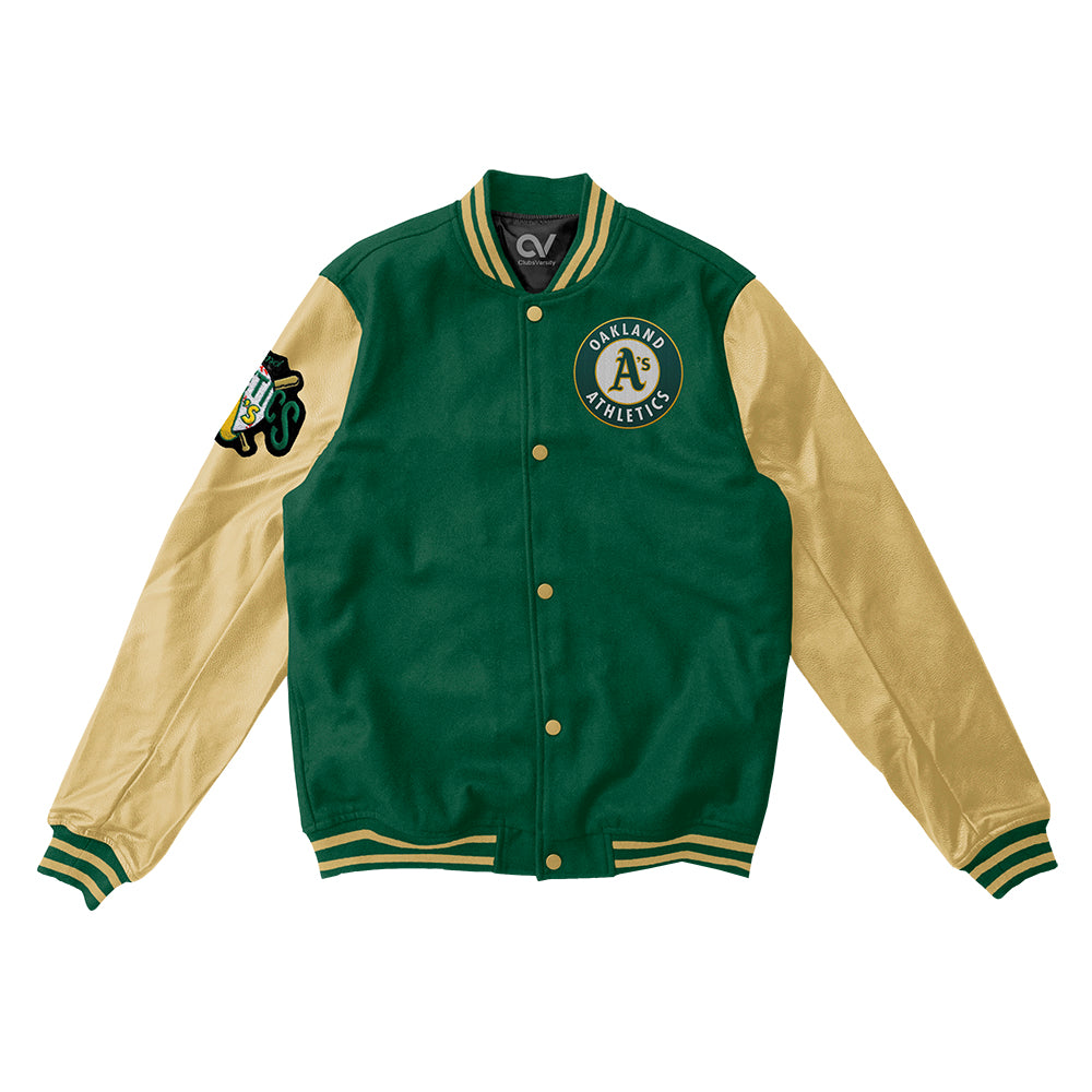 Oakland Athletics Cream Varsity Jacket - MLB Varsity Jacket - Clubs Varsity, 2XS