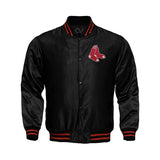 Boston Red Sox Starter Locker Room Satin Varsity Full-Snap Jacket – Black - Clubsvarsity