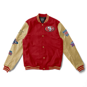 San Francisco 49ers Varsity Jacket - 5X Champions - NFL Letterman Jacket - Clubs Varsity - Clubsvarsity