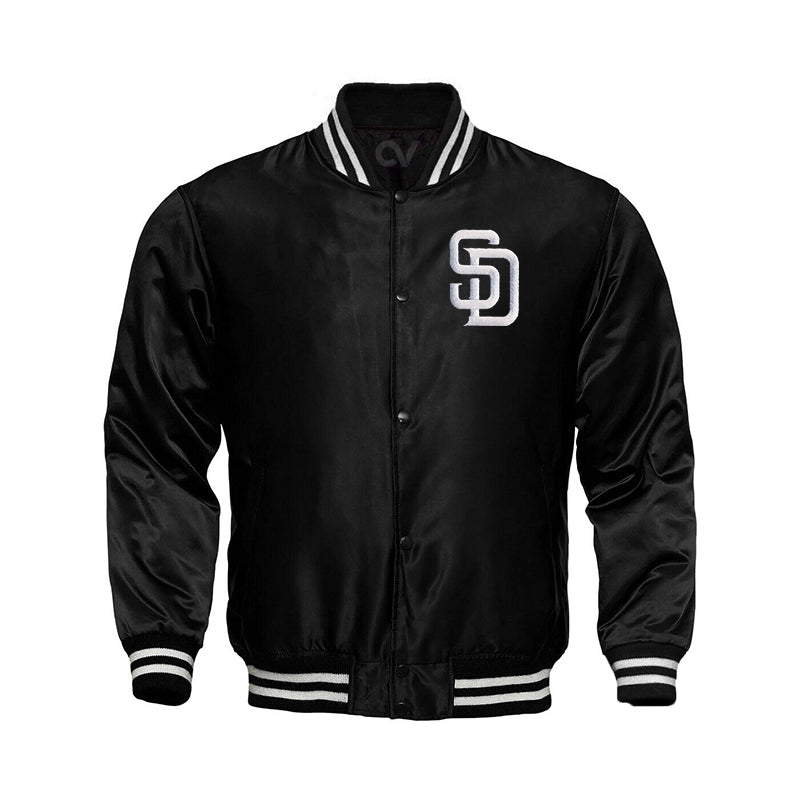 San Diego Padres Starter Locker Room Satin Varsity Full-Snap Jacket – Black - Clubsvarsity